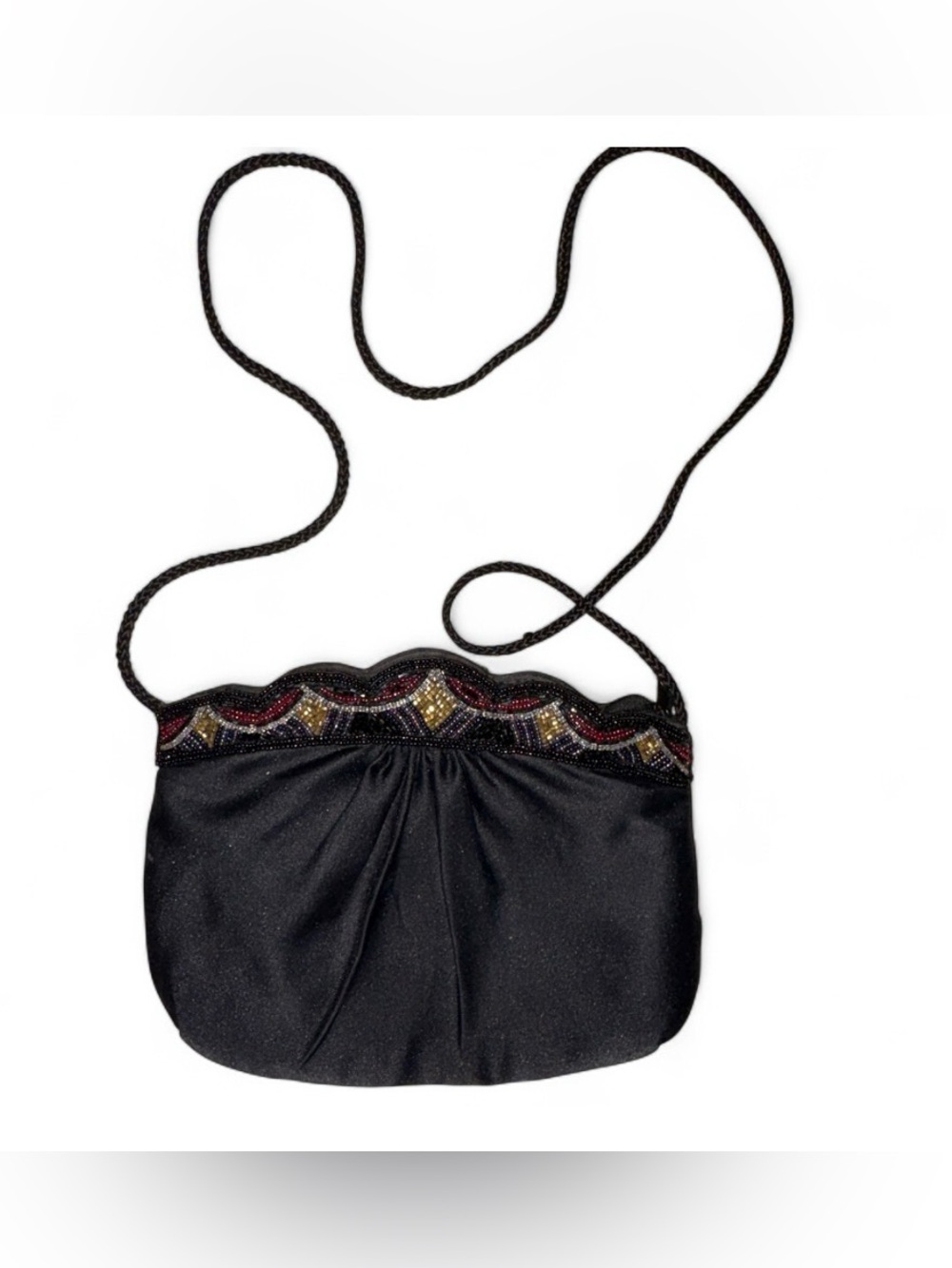 Black Crossbody Purse with Beaded Accent